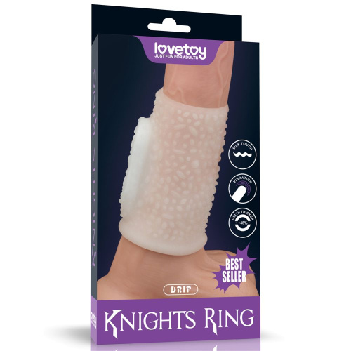 LoveToy Vibrating Drip Knights Ring - вібронасадка на член, 10 см (білий) - купити в Києві, Україні