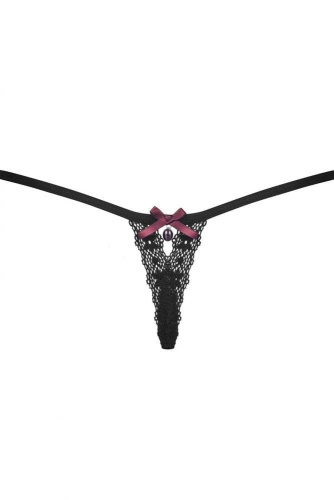 Obsessive 820-THO-1 - кружевные стринги, S/M (чёрный)