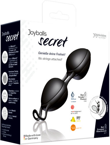 Joy Division Joyballs Secret - вагинальные шарики со смещенным центром тяжести, 11.4х3.7 см (черные)