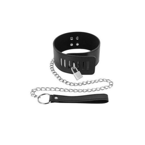 Fetish Tentation Padlock and Leash - Ошейник с замком и с поводком