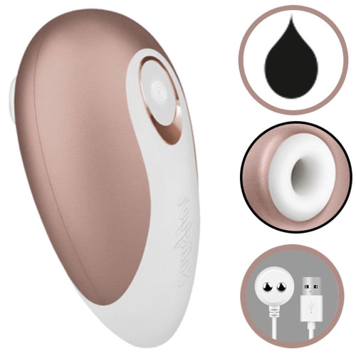 Satisfyer Pro Deluxe NG Rose Gold - Компактный вакуумный стимулятор клитора, 11х4.7 см (золотистый)