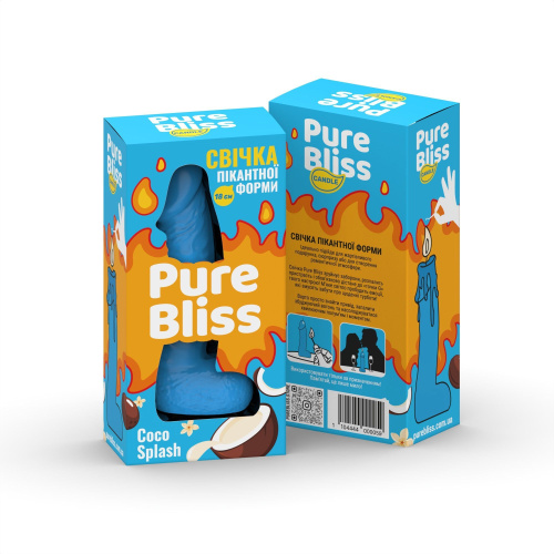 Свеча член с ароматом кокоса Pure Bliss Coco Splash Blue, 18 см