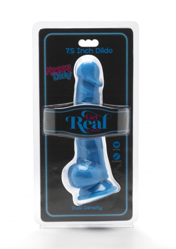 Get Real Happy Dicks Dildo 7,5 In w.Balls - Фаллоимитатор с мошонкой и присоской, 19х4 см (голубой)