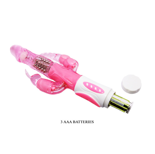 LyBaile - Pretty Bunny Vibrator - Triple Pleasure - Анально-вагинальный вибратор с клиторальным отростком, 22.3х3.2 см (розовый)