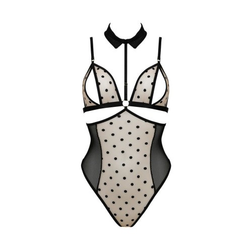 Passion - DOMINICA BODY - Сексуальний боді в горошок, XXL/XXXL (бежевий) - купити в Києві, Україні