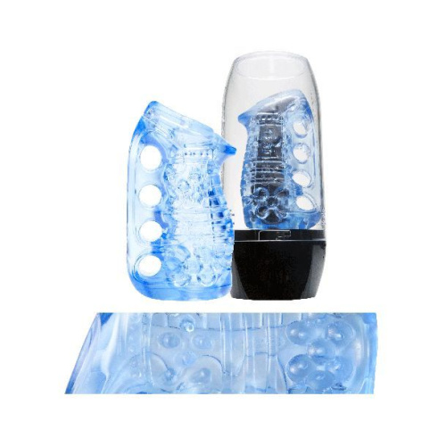 Fleshlight Fleshskins Grip Blue Ice - инновационный мастурбатор, 13.5 см (голубой)
