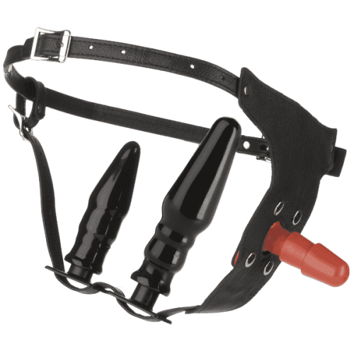 Leather Ultra Harness - Страпон, 17х4, 5 см