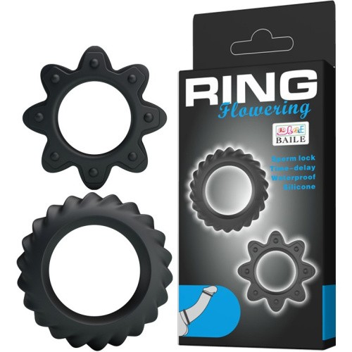 Baile Ring Flowering Black - Набор эрекционных колец разного диаметра, 2 шт