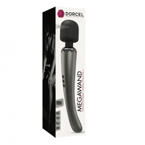Dorcel Megawand Chrome Silver потужний вібромасажер, що перезаряджається, 160 режимів, 29.5х5.5 см (сріблястий) - купити в Києві, Україні
