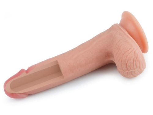 8'' Dual layered Platinum Silicone Cock - Фаллоимитатор с машонкой, 20,5 см (телесный)