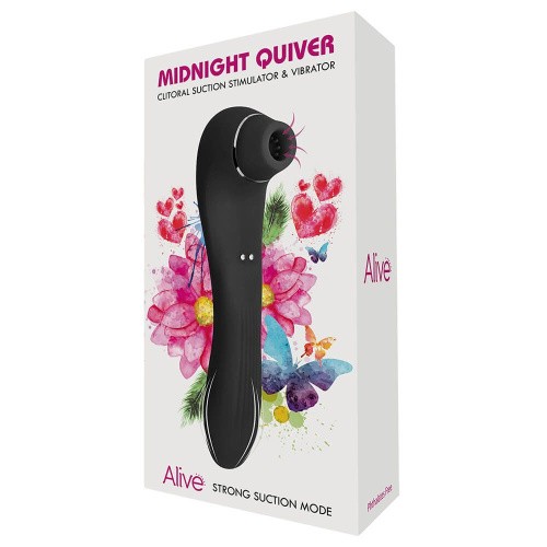 Alive Midnight Quiver  - вибратор и вакуумный клиторальный стимулятор, 18.6х3.3 см (чёрный)
