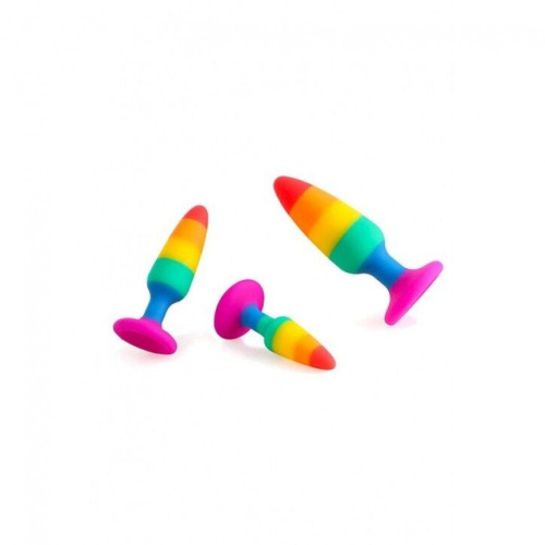 Wooomy Hiperloo Silicone Rainbow Plug M - Анальна пробка, 11х2.9 см - купити в Києві, Україні