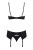 Obsessive Gretia set - эротический комплект бюстгальтер, стринги и пояс для чулок, L/XL (чёрный)