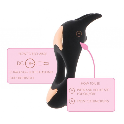 Toy Joy Lotus C-Ring - виброкольцо перезаряжаемое, 10х3 см (черный)