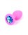 Boss Silikon Plug Jewellery Pink Small - Анальная пробка с кристаллом, 7х2.7 см (розовый с голубым)