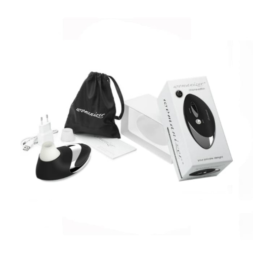 Womanizer W500 - Вакуумный стимулятор клитора с кристаллом Swarovski, 12х6 см (чёрный хром)