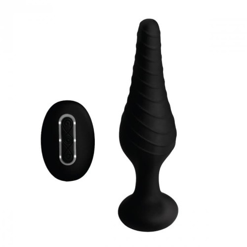 Silicone Vibrating Anal Plug with Remote Control - анальная пробка с дистанционным управлением, 14.6х3.9 см (чёрный)
