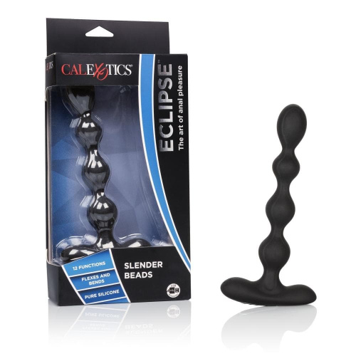 CalExotics Eclipse Slender Beads - анальные цепочка с вибрацией, 16х2.3 см (черный)