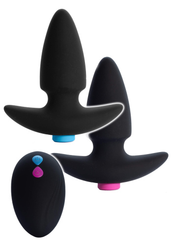FeelzToys FunkyButts Remote Controlled Butt Plug - сет анальных пробок с вибрацией и дистанционным управлением, 12,5х3,7 см