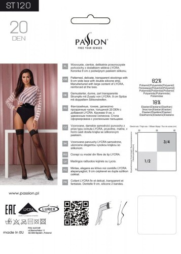 Passion - ST120 - Панчохи на ажурній силіконовій резинці, 3/4 (чорні) - купити в Києві, Україні