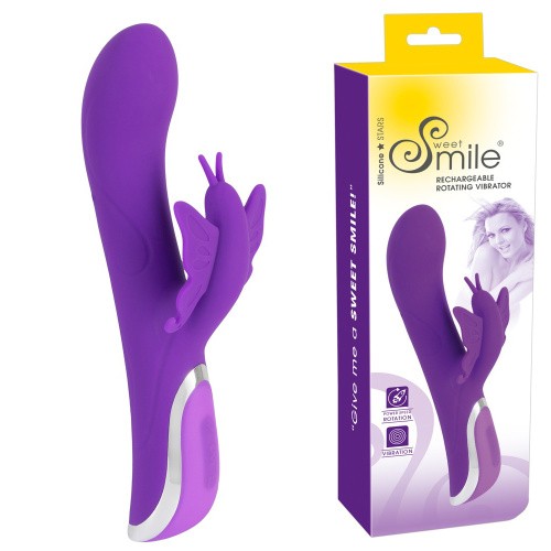 Sweet Smile Rechargeable Rotating Vibrator - вибратор кролик с функцией вращения, 23х4.1 см