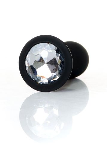 Анальная пробка с камнем B-Series Jewellery Silicone Black Plug, L