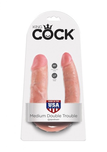 Pipedream Cock U-shape Double Trouble M - двойной фаллоимитатор, 34х3,3 см (цвет загара)