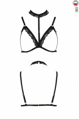 Passion Exclusive - Shelly Bra - Бюстгальтер-стрепы с чокером, S/M