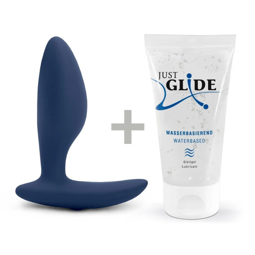 We-Vibe Ditto + Лубрикант 50 мл - смарт-пробка с дистанционным управлением, 8.8х3,1 см (синий)