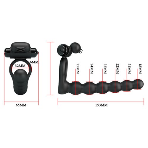 Pretty Love Hercules Vibro Penis Sheath III Black - Насадка для анального секса с вибрацией, 15.3х2.5 см
