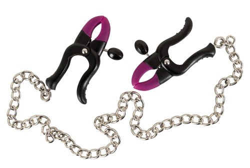 Bad Kitty Silicone Nipple Clamps - затискачі для сосків на ланцюжку, 52 см - купити в Києві, Україні