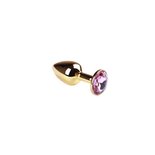 Пикантные Штучки Gold Pink S - невероятная анальная пробка с кристаллом (золотая) 7,5х2,8см