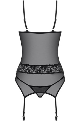 Прозрачный корсет с подвязками Obsessive 812-COR-1  (Черный, S/M)