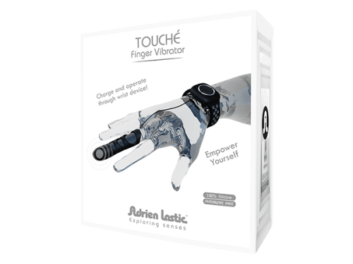 Adrien Lastic Touche (L) - Вібратор-насадка на палець з браслетом, 8.9х2.2см, розмір L, (чорний) - купити в Києві, Україні
