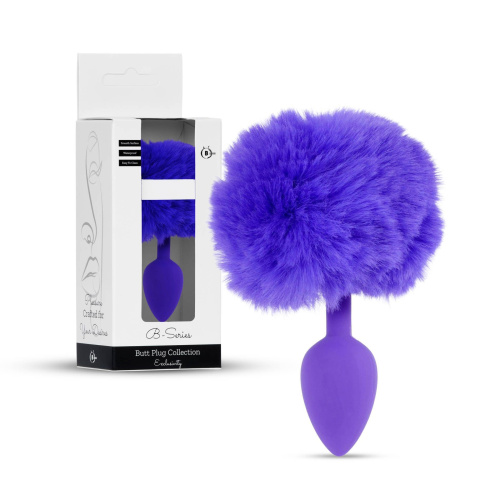 B-Series Jewellery Silicon PLUG Bunny Tail Purple - Анальная пробка с хвостом, 6,5х2,7 см (фиолетовый)