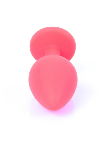 Boss Silikon Plug Jewellery Red Medium - Анальная пробка с кристаллом, 8х3.5 см (красный с синим)