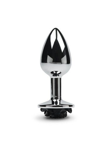 Пикантные Штучки Rose Small - маленькая анальная пробка с розой в основании, 6х3 см (черный)