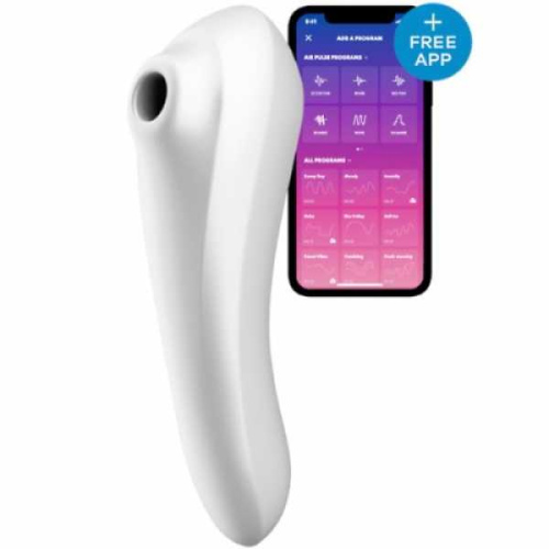 Satisfyer Dual Pleasure - Смарт вибратор и вакуумный стимулятор 2 в 1, 18х4.9 см (белый)