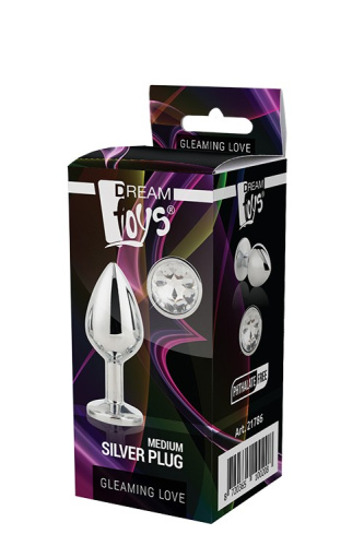 Gleaming Love Silver Plug Medium - анальная пробка, 8.3х3.4 см (серебристый)