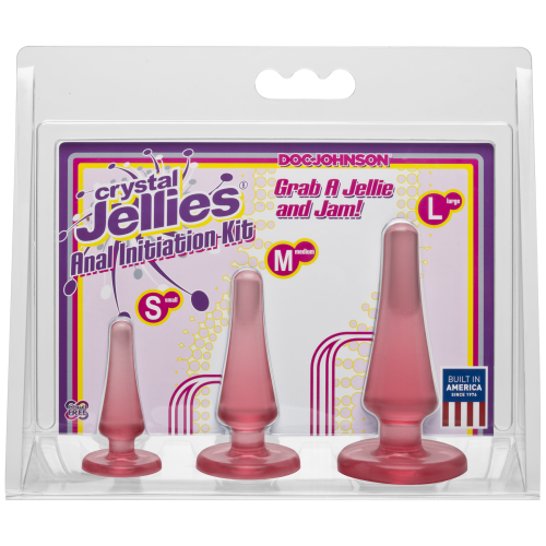Doc Johnson Crystal Jellies - Pink, набор анальных пробок, диаметр от 2 см до 4 см (розовый)