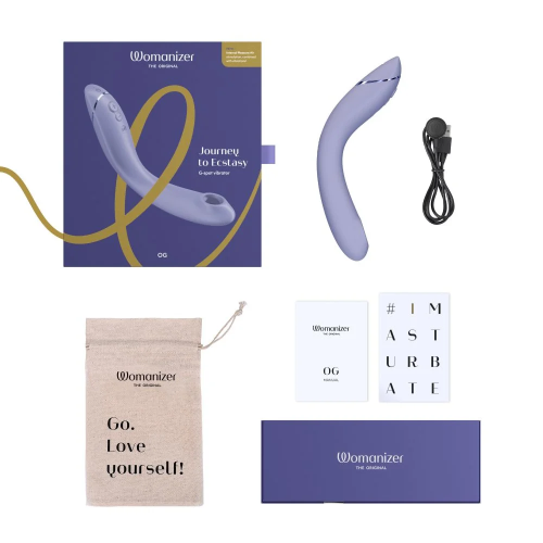 Womanizer OG Lilac + Лубрикант 50 мл - Вакуумний вібратор для точки G, 17,6 см (фіолетовий) - купити в Києві, Україні