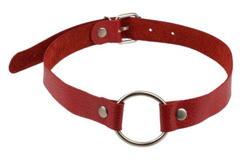 sLash Leather O-Ring Gag - кляп кольцо, 38 см (красный)