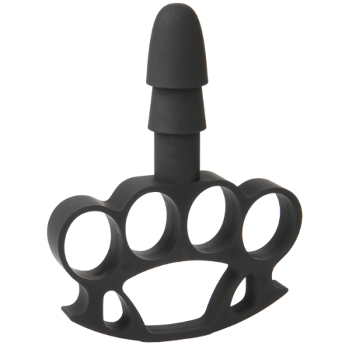 Doc Johnson Vac-U-Lock Knuckle Up - Держатель-кастет для игрушек с креплением, 15х7.5 (чёрный)