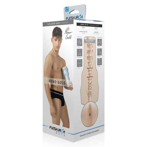 Fleshlight Fleshjack Boys: Reno Gold Golden Boy - мастурбатор анус зліпок Рено Голда, 25 см (тілесний) - купити в Києві, Україні