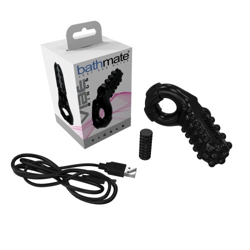 Bathmate Vibe Ring Tickle - віброкільце з подовженим стимулятором, 8х2.5 см (чорний) - купити в Києві, Україні