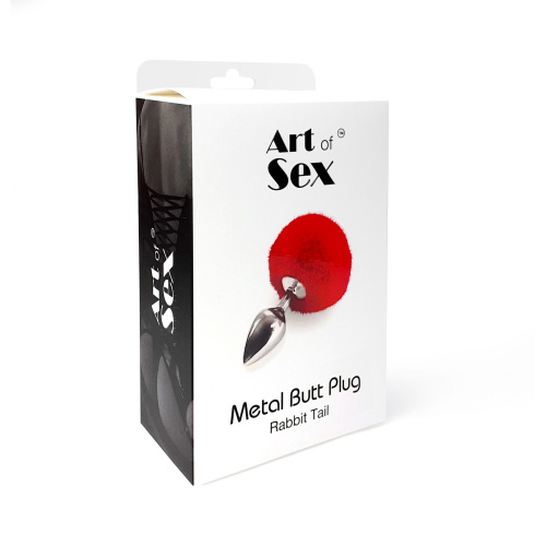 Металлическая анальная пробка Art of Sex Rabbit Tail, 17 см размер М
