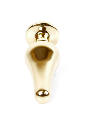 Boss Jewellery Gold Butt Plug Green - Анальна пробка з кристалом, 9,5х3 см (зеленый)