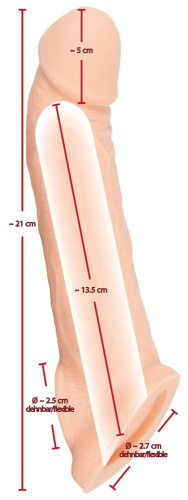 Orion Nature Skin Penis Sleeve With Extension - Насадка на член +5 см (тілесний) - купити в Києві, Україні