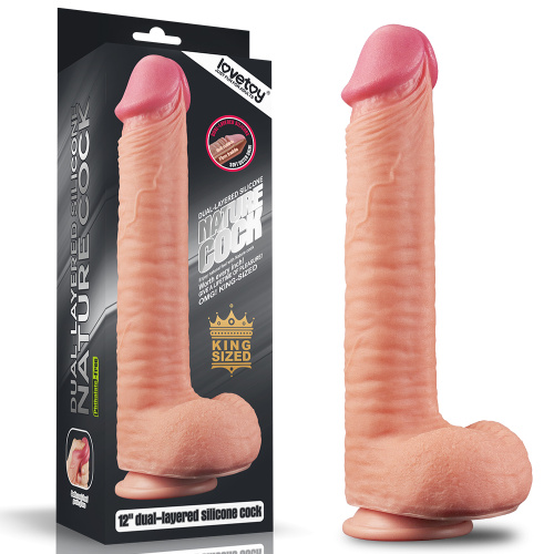 12" Dual Layer Platinum Silicone Cock - Фаллоимитатор, 30,5 см (телесный)