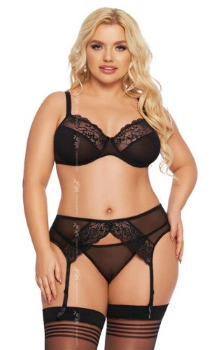 SoftLine Marella -  Комплект белья: бюстгальтер, пояс для чулок и стринги, XXL (чёрный)